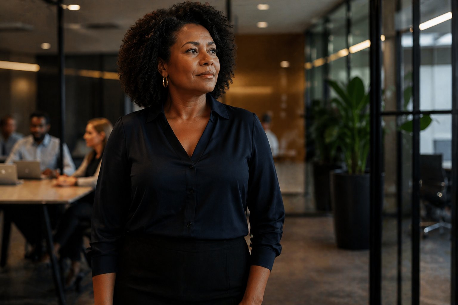 Executiva apresentando resultados da empresa